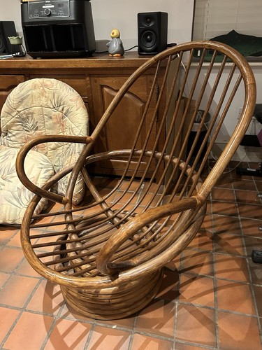 Vintage bamboo swivel rocking - vintage,