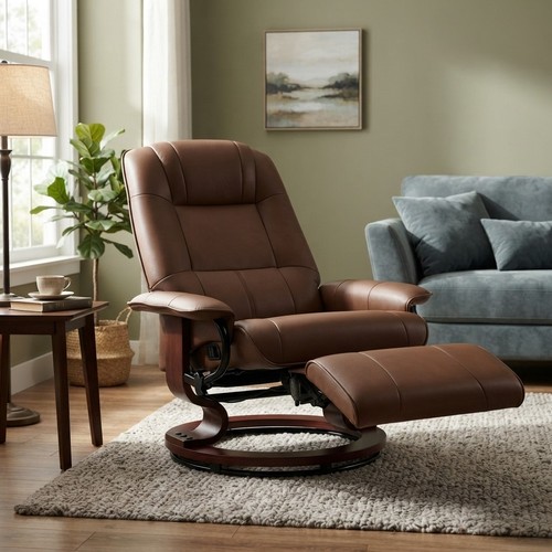 Brown faux leather - leather, swivel