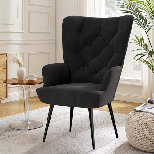 Velvet accent armchair - velvet, with