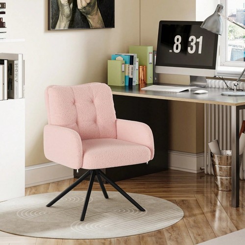Pink boucle swivel armchair - swivel,